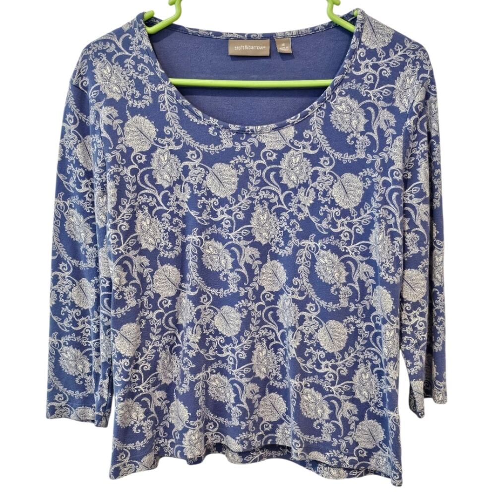 Croft & Barrow Floral 3/4 Sleeve Shirt Medium